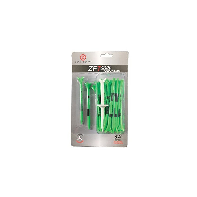 Zero Friction Tour 3-Prong Golf Tees (3-1/4 Inch, Citrus Green,