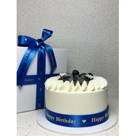 Luxury Happy Birthday Satin Ribbon 2m x 25mm for Cakes, Birthday Cakes Gift Wrap Wrapping Ribbon Cards Birthday Decorations Craft (Blue & Gold)