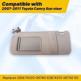 HHENGYISOUL Car Sun Visor for Toyota Camry 2007-2011,Left Driver Side Sun Visor Replacement for Toyota Camry 2007 2008 2009 2010 2011,74320-06780-B0 74310-06750-B0,Beige