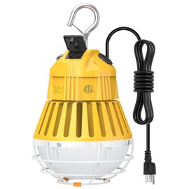 LED Temporary Work Light 100W, 13000LM 5000K Portable Hanging Construction Light with 10ft Cable Plug and Sturdy Hooks Linkable LED Work Light for Job Site Lighting, Workshop, Garage ETL Listed