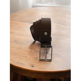 MIBANDERA Canvas Elastic Belt for Men Leather/Genuine Leather, 3.5 cm Wide, Metal Buckle, dark brown, 105 cm