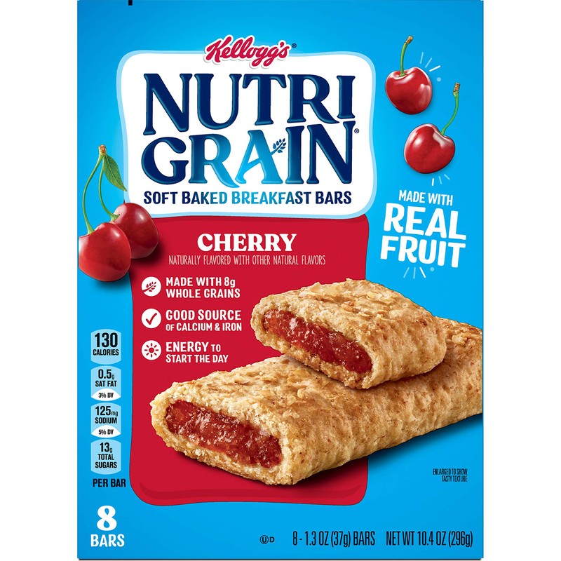Kellogg's Nutri-Grain, Soft Baked Breakfast Bars, Cherry, Made with Whole