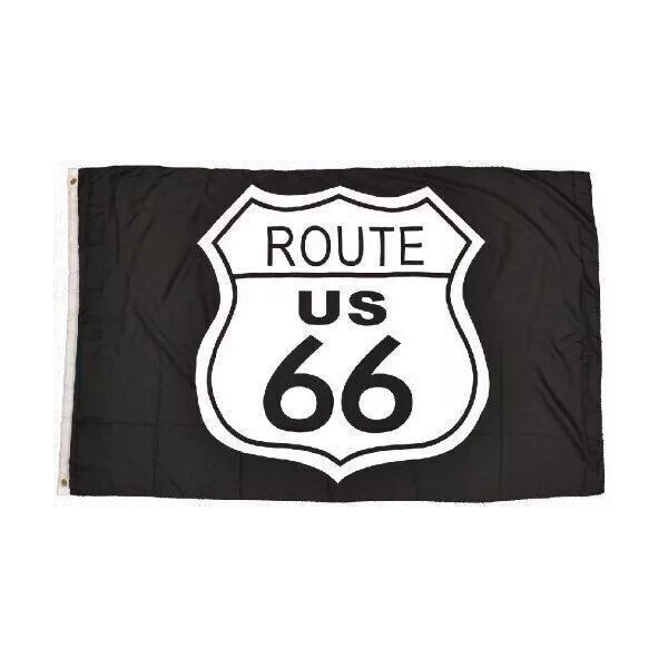 TRADEWINDS 3'x5' Route 66 Flag with Black & White Shield
