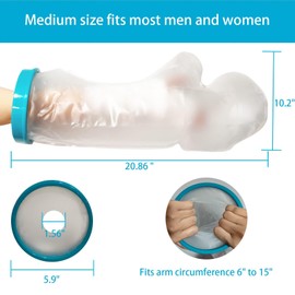 Tideshake 100% Waterproof Cast Covers for Shower Arm Adult, Reusable Half Arm Cast Protector, Cast Bag, Cast Sleeve - Watertight Protection for Wound Hands, Fingers, Wrists, Arms