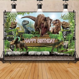 Caaerttply Dinosaur Birthday Backdrops for Photography 10x8ft Jurassic Dinosaur Themed H...
