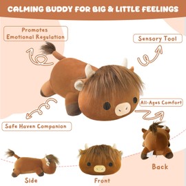 SQEQE Weighted Highland Cow Stuffed Animals, Weighted Highland Cow Plush, Cute Cow Plushies Toy Gift for Kids Adults (13.8 Inch, 1.6 Lbs)