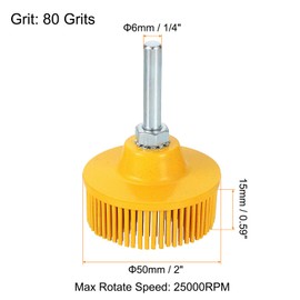sourcing map 2pcs Bristle Disc 2" 80 Grit R-Type Abrasive Brush Coarse Bristle Disc Deburring Electric Disc Attachment with 1/4" Round Shank Abrasive Coating Removal Disc for Metal, Yellow