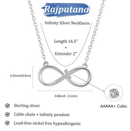 Rajputana Infinity Cross Necklace for Women, Dainty 925 Sterling Silver Sparkling Cubic Zirconia Love Pendant Necklace Christmas Jewellery Gifts Mom Daughter with Inspirational Card