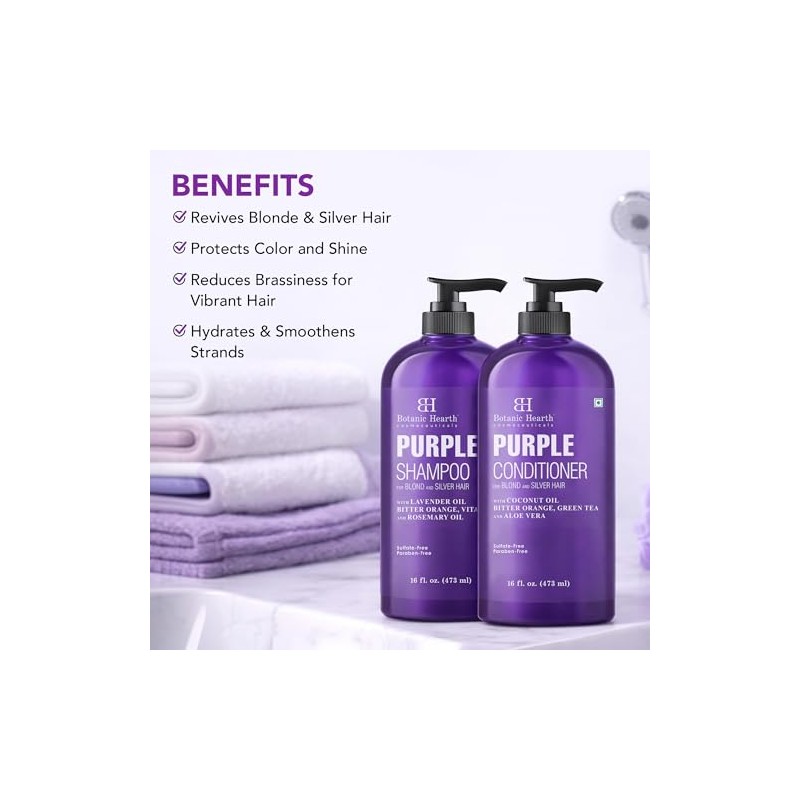 Botanic Hearth Purple Shampoo & Conditioner Set, 473 ml Each