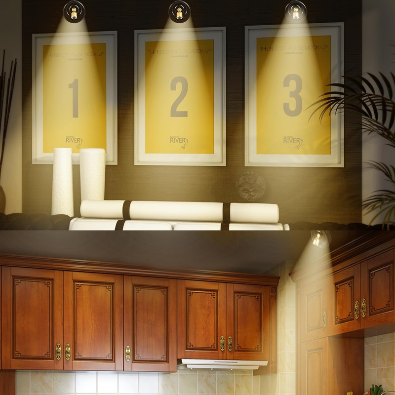 HOFUY 4-Pack Battery Powered LED Spotlight, Wireless Picture Lights, Uplighting