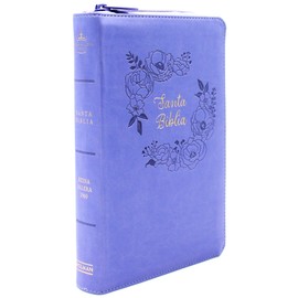 Biblia PARA MUJER letra grande tamaño manual reina valera 1960 morado simipiel 12 puntos Indice cierre