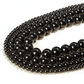 38PCS Black Agate Beads, Smooth Natural Stone Beads, 10mm Round Gemstone Beads for Jewelry Making, Polished Loose Beads for Earring Necklace Bracelets Accessories Making