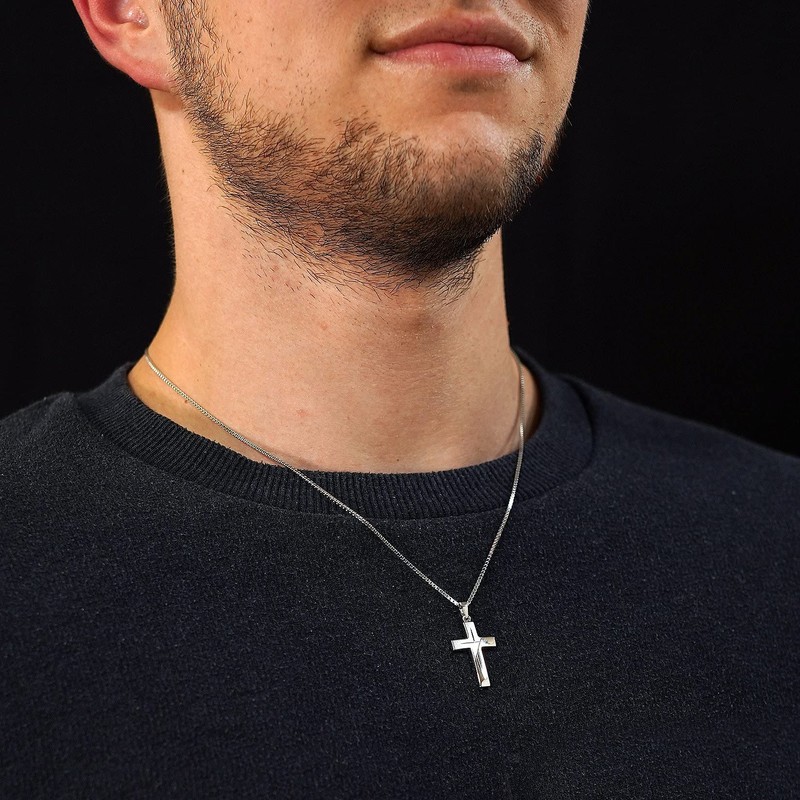 trendor Silver Gents Necklace with Cross Pendant 63607