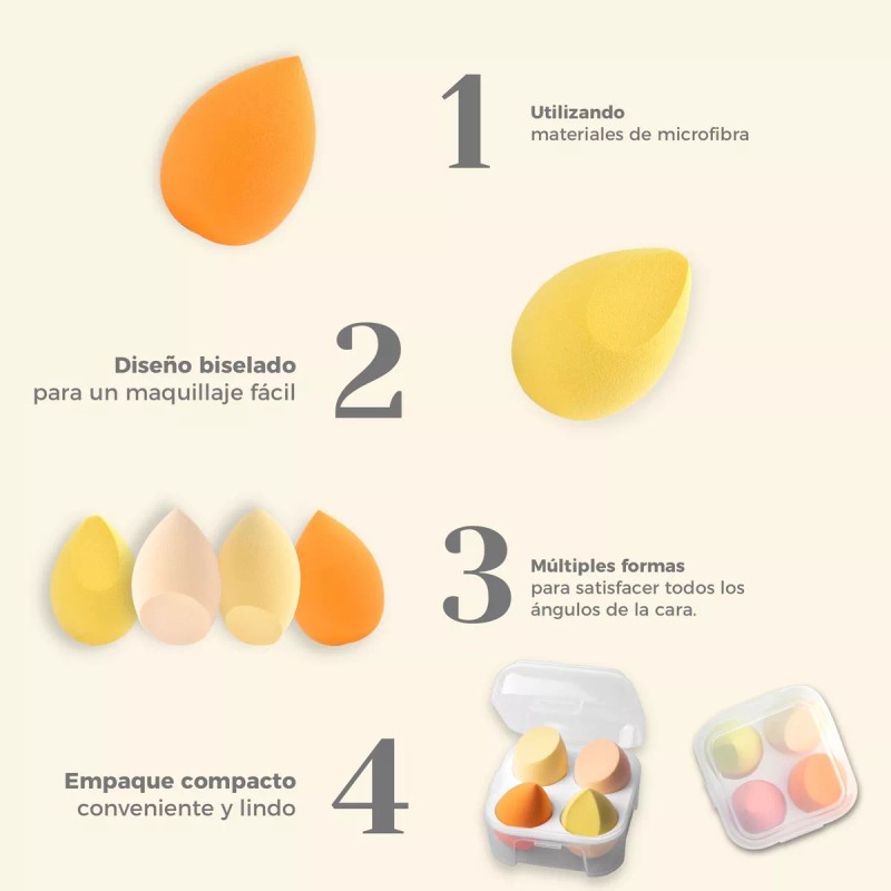 Maange Esponjas Maquillaje Profesional Caja Con 4 Piezas Maange