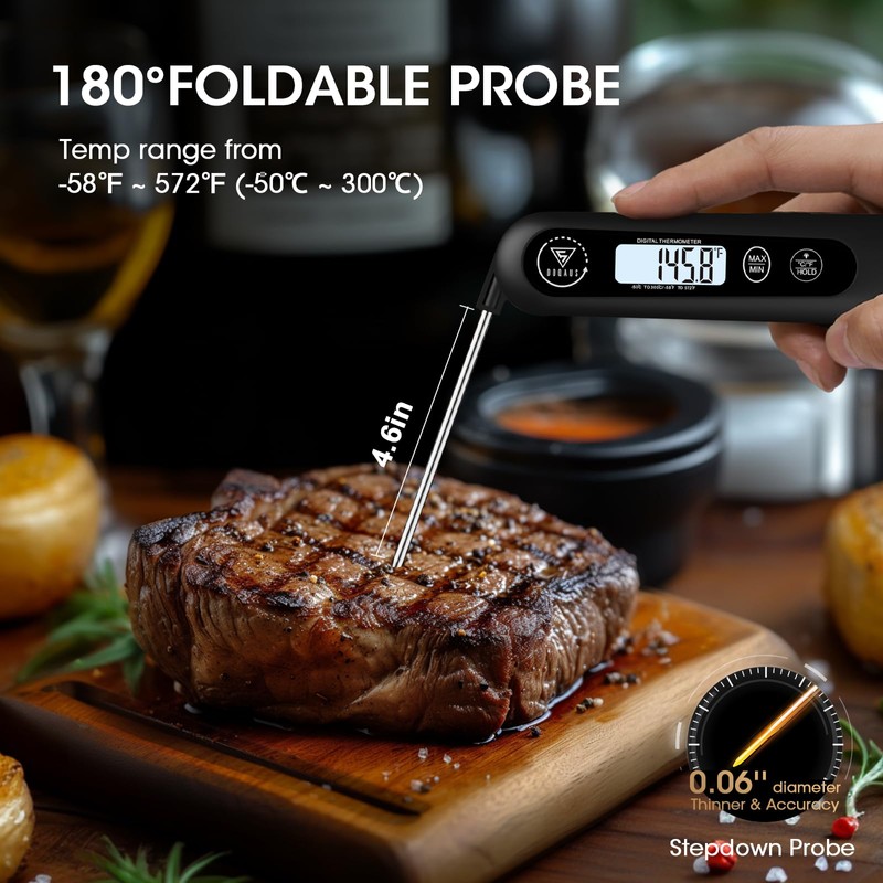DOQAUS Meat Thermometers, 3S Instant Read Food Thermometer, Accurate Meat