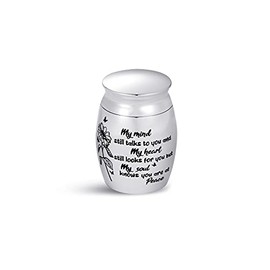 MiniJewelry Mini Cremation Urn for Ashes My Mind still Talks to You My Heart still Looks for You but My Soul knows You are at Peace Family