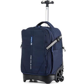 NEW TILAMI 18 Inch Expandable Rolling Backpack with 6-Wheel Stair Climbing, Waterproof Wheeled School Bag with 15.6" Laptop Sleeve for Boys Girls, Carry-on Luggage 98cm Dual-Height Handle - Navy Blue