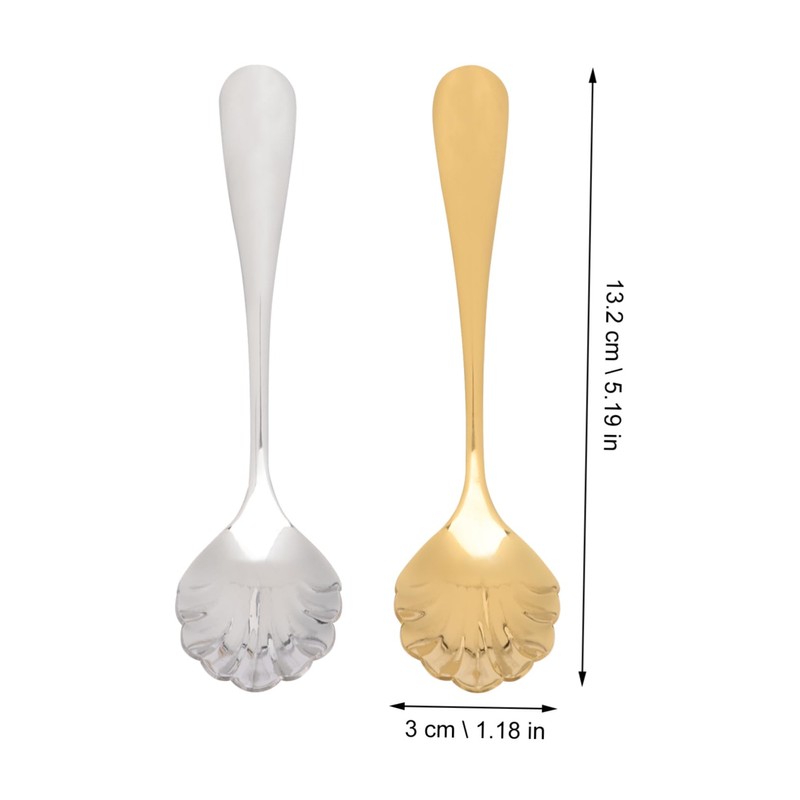 KICHOUSE -Plated Sugar Shell Spoons 4pcs Stainless Steel Spoons for