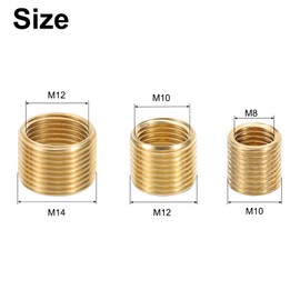 PATIKIL Thread Reducing Nuts Insert, 18pcs Male to Female Fine Thread Adapter Repair Insert Pipe Fitting Screw Sleeve Reducer, 1mm Thread Pitch, M10xM8x10mm, M12xM10x10mm, M14xM12x10mm