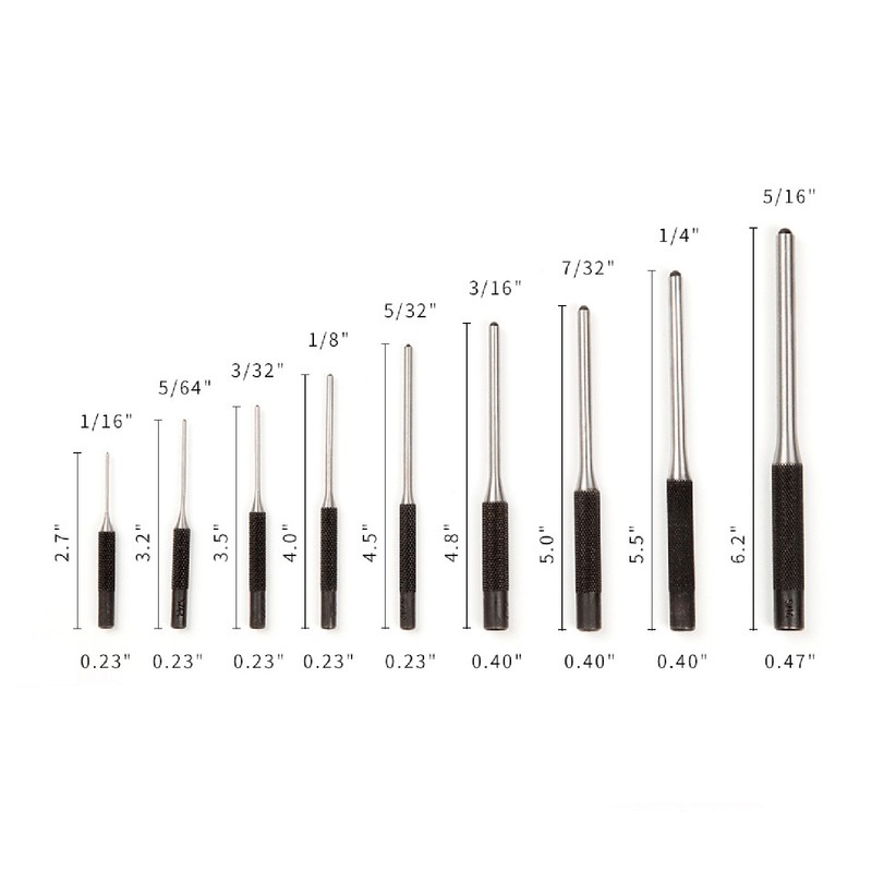 9 Pieces Roll Pin Punch Set Steel Punches Hand Pin