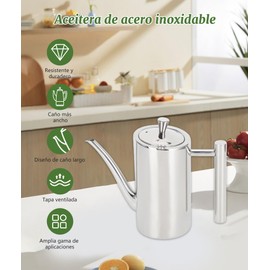 Olla de aceite de Acero inoxidable, 500 ml oliva Dispensador de aceite de contenedor europeo olla fugas botella alimentos utensilio para almacenar aceite de la cocina