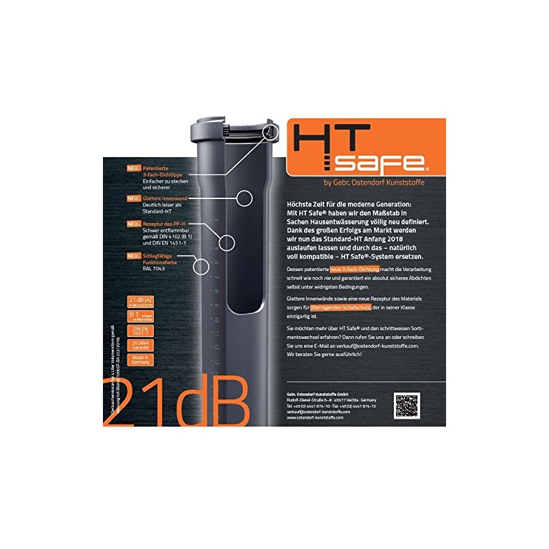 Ostendorf 173010 HTsafe HT Pipe with Sleeve DN 75 mm