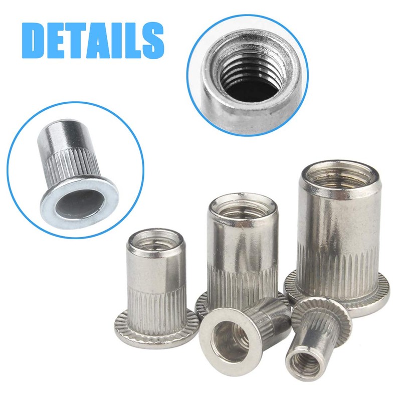 BESTYCHAO 120pcs Rivet Nut 304 Stainless Steel Flat Head Threaded