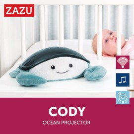Kids Night Light Music Projector - Soothing Sound Machine, Undersea Theme Waves & Fish Projections, 360 Rotation, Cry Sensor, Auto Shut Off, for Children & Toddler Rooms - Cody The Crab by Zazu Kids