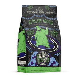 Bones Coffee Company Mudslide Boogie Ground Coffee Beans Chocolate Mudslide Flavor, Made with Arabica Coffee Beans, Medium Roast Gourmet Coffee Inspired by The Nightmare Before Christmas (12 oz)