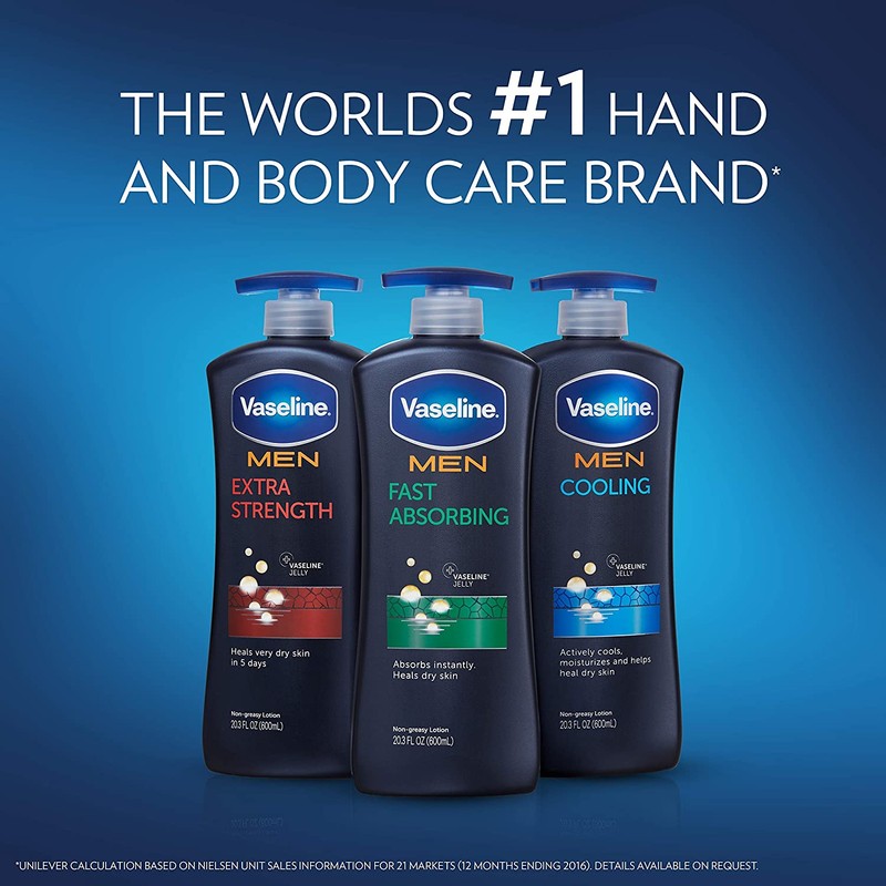 Vaseline Men Healing Moisture Body Lotion, Fast Absorbing, 20.3 oz