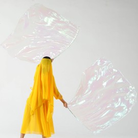 MUNAFIE Pack of 2 Praise Dance Flags Rectangle Flags Worship Flags for Dance Performance Church with Flexible Flag Pole Transparent White