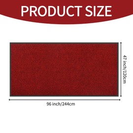 fani Heavy Duty Large Outdoor Indoor Entrance Black Doormat Waterproof Low Profile Entrance Rug Front Door Mat Patio Anti-Skid Rubber Back, 48x96 inch (Red)