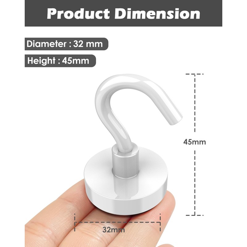 Lictin 6 Pack Magnetic Hooks, 80lb+ Extra Strong Magnet with