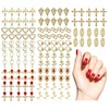 140 Pieces Of Golden Nail Jewelry, 3D Nail Art Pendant, Creative Nail Art Design, Diy Handicraft Materials.