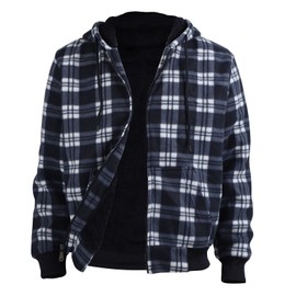 LeeHanTon Mens Flannel Jackets Sherpa Lined Fleece Zip Up Winter Heavyweight Warm Workout Plaid Sweatshirt with Hooded