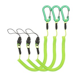 PATIKIL Coiled Lanyards with Buckle 47 Inch, 3 Pcs Retractable Safety Ring and Quick Release Detachable Buckle for Fishing Equipment Key Card Tool Tether Leash, Green