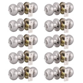 Gobrico Satin Nickel Round Door Knob 5/10 Pack (Privacy, 10 Pack)