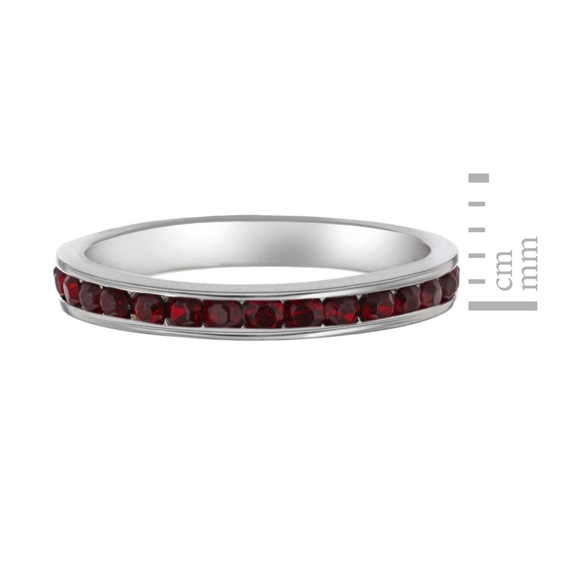 Tuscany Silver Women's Sterling Silver 2 mm Red Crystal Eternity