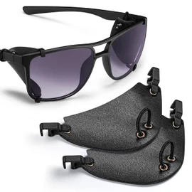 Removable side shields for sunglasses, leather side shields for protect your eyes (Dark brown)