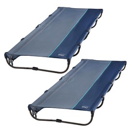 TIMBER RIDGE 20-Second Quick Set-Up Camping Cot, Lightweight Aluminum Folding Cot with Zipper Closure, Portable Carry Bag Included for Camping, Travel and Outdoors, Support up to 225lbs, Blue 2pcs