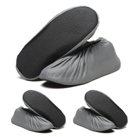 3 Pairs of Shoe Covers, Non-Slip, Washable, Reusable Shoe Covers, Breathable Dust Protection Shoe Covers (Grey, EU 42-47)