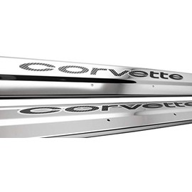 Blue Oval Industries 1978-1982 C3 Corvette Door Sills Polished Stainless Steel with Vinyl Carbon Fiber Style Inlay