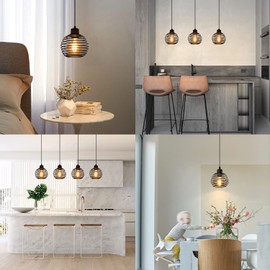 ZMH Pendant Light Vintage Pendant Lamp Industrial - Black 1.5 m Pendant Lamp Dining Table with Switch Plug E27 Retro Lamp Socket 1 Flat Max. 60 W Pendant Light for Bedroom Living Room Kitchen
