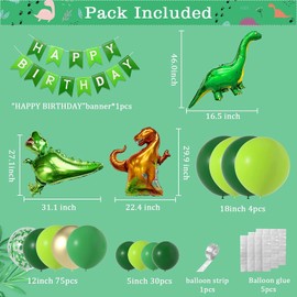 Sumokaii Dinosaur Birthday Party Decorations, Dinosaur Balloons Garland Arch, Dino-saur Green Balloons, Dino-saur Birthday Party Ornaments, Aluminium Film Ball-oons