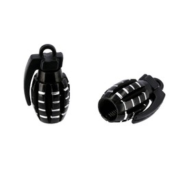 Set of 2 Valve Caps "Hand Grenade", Anodised Black