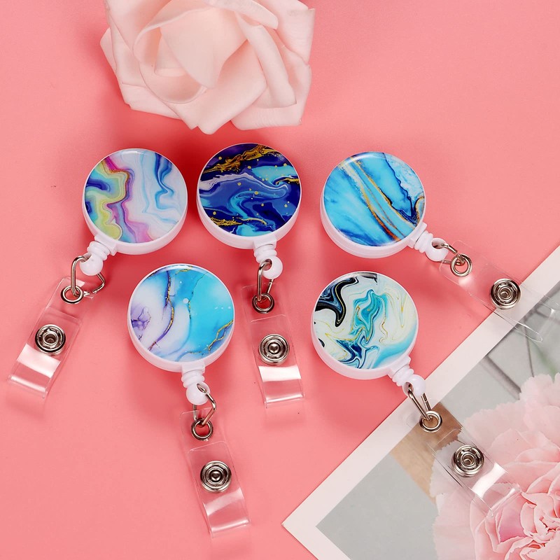 Daisy Marble Puppy 15 Pack Retractable Id Badge Clip Holder
