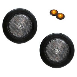 TecNiq, Inc Pair of 2"" Round - AMBER LED/Clear Lens - Side Markers w/2 Pole Connectors - Grommet Mounted - TecNiq LED Truck Trailer RV Lights - Made in USA, Small, S30-AC00