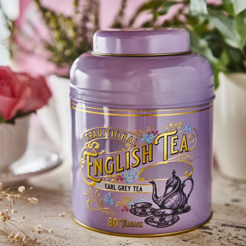 New English Teas Vintage Victorian Tea Caddy in Purple with