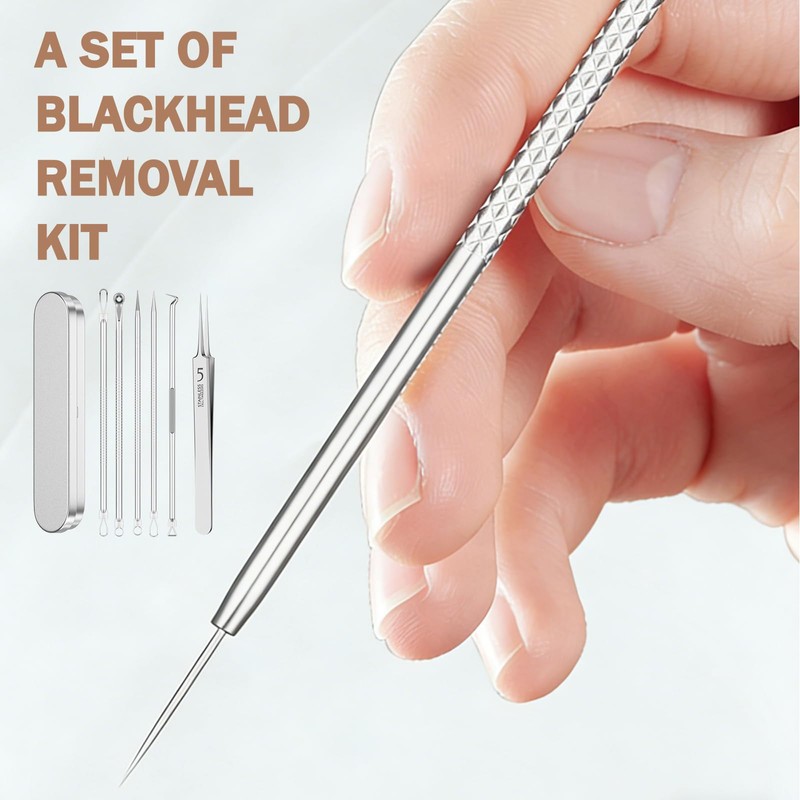 Blackhead Remover Pimple Popper Tool Kit 6 Pcs Blackhead Remover