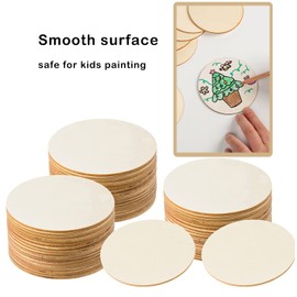 30 Pieces 4 Inch Wood Circles for Crafts Unfinished Wood Rounds Wooden Cutouts for Crafts, Wooden Circles for Kids Painting, Wood Burning Blank Wood Slices for Coasters Home Decor